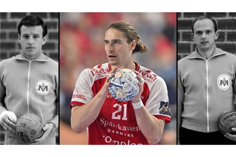 Nationalspieler damals und heute. Die Ex-Möhringer Bernd Mühleisen (links) und Wolf-Dieter Rösner (rechts) sowie der aktuelle Star Juri Knorr (Mitte).