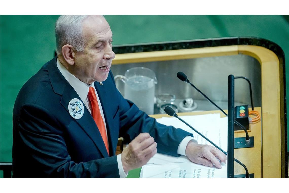 Netanjahu bei der UN-Generaldebatte im vergangenen Jahr. (Archivbild)