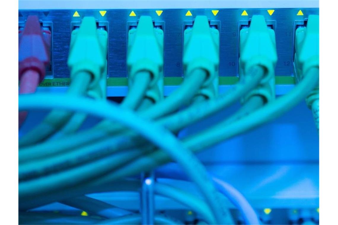Cyberwehr weitet Einsatzgebiet gegen Hackerangriffe aus Netzwerkkabel in einem Serverraum. Foto: Sebastian Kahnert/Archivbild