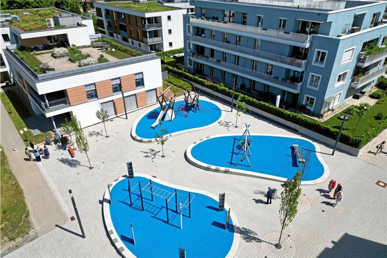 Neu gepflanzte Bäume sollen künftig Schatten im Bonhoeffer-Areal spenden. Foto: Stadt Backnang