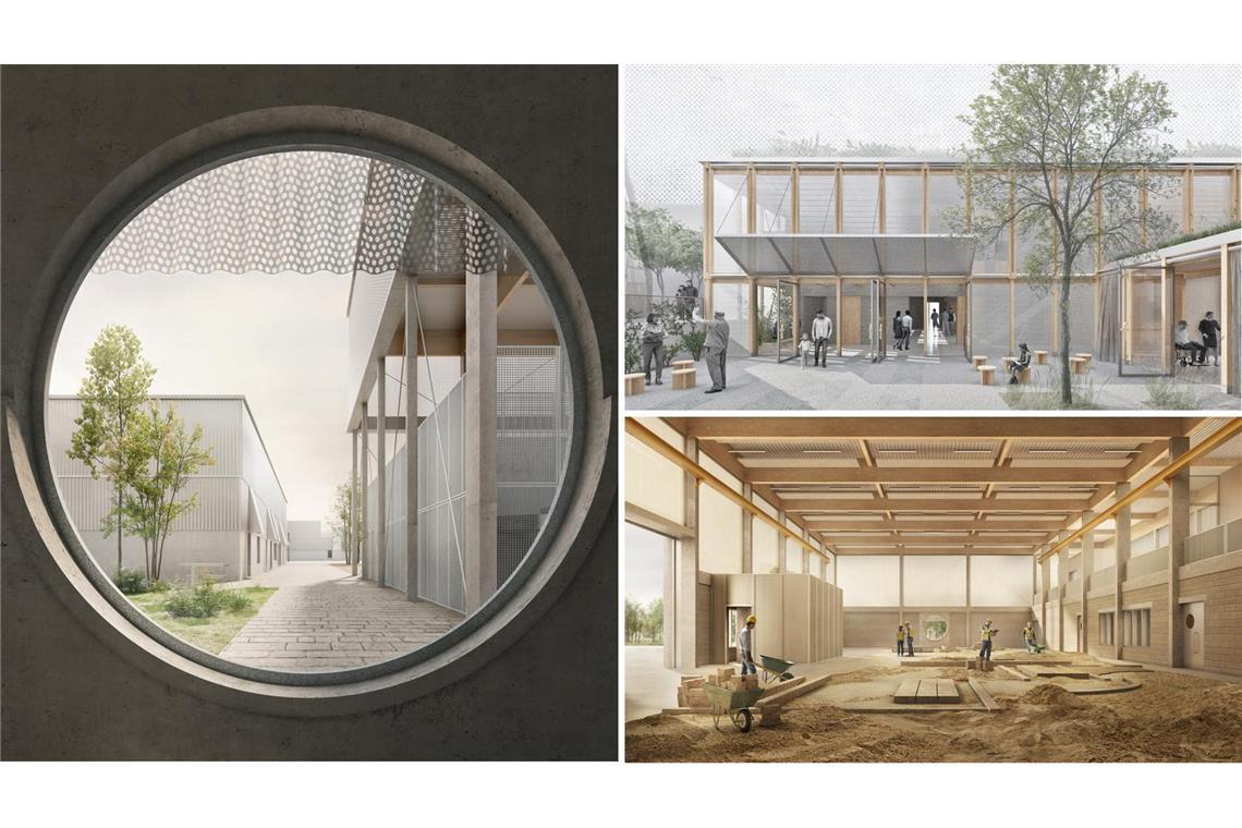 Außergewöhnliche Bauten aus Holz und Lehm für Stuttgart Neue IBA-Projekte: Gemeindehaus in Stuttgart (o. re.), Bildungszentrum Geradstetten.