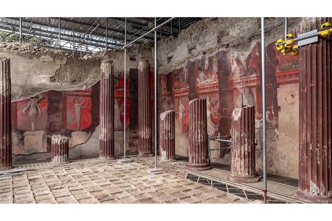 Neuer Fund in Pompeji: Großes Fresko in Festsaal Neue spektakuläre Entdeckung in Pompeji: Das Fresko aus dem 1. Jahrhundert vor Christus.