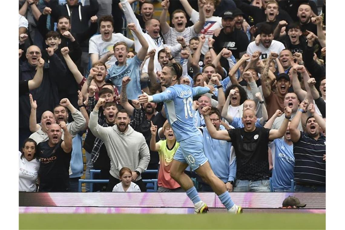 Liverpool bejubelt Heimsieg - Grealish trifft bei Citys 5:0 Neuzugang Jack Grealish schoss sein erstes Tor für Manchester City. Foto: Rui Vieira/AP/dpa