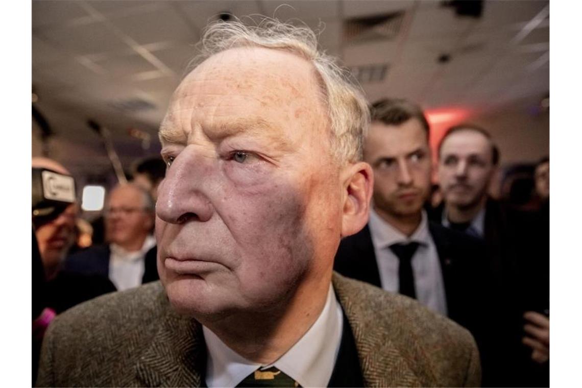 Nicht bester Laune: AFD-Chef Alexander Gauland bei der Wahlparty. Foto: Christoph Soeder