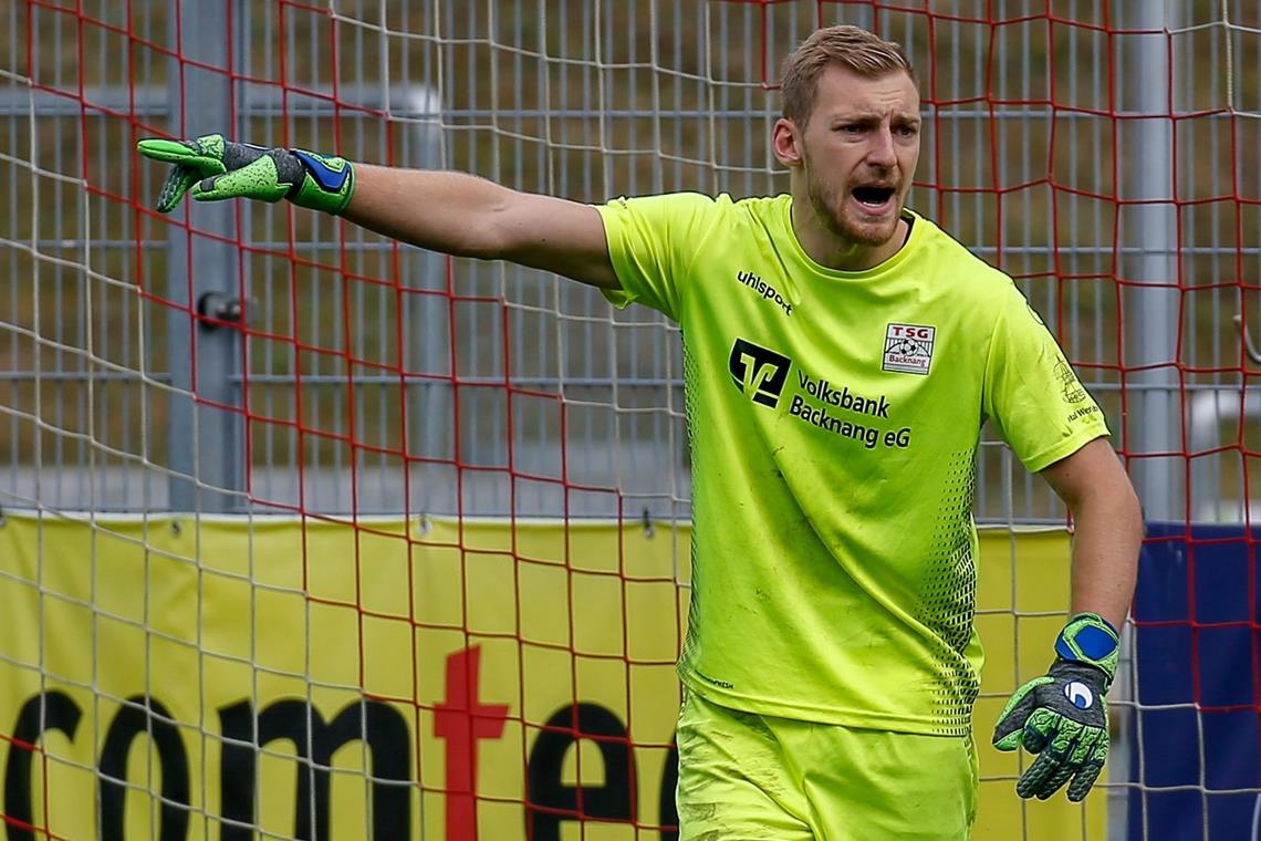 TSG Backnang kämpft um den ersten Punkt der Saison Nicht im Einsatz: Marcel Knauß. Den Torwart plagt eine Bauchmuskelzerrung. Foto: Alexander Becher