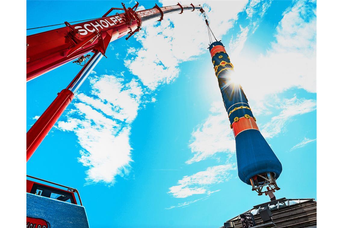 Fruchtsäule als Vorbote des Volksfests Nicht mehr lange bis zum nächsten Cannstatter Volksfest.