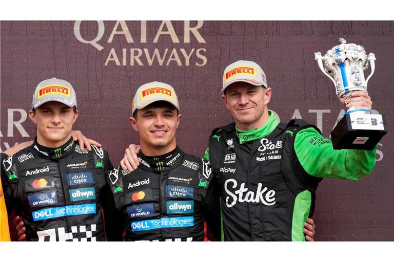 Nico Hülkenberg (r) schafft es im 239. Rennen erstmals auf ein Formel-1-Podium.