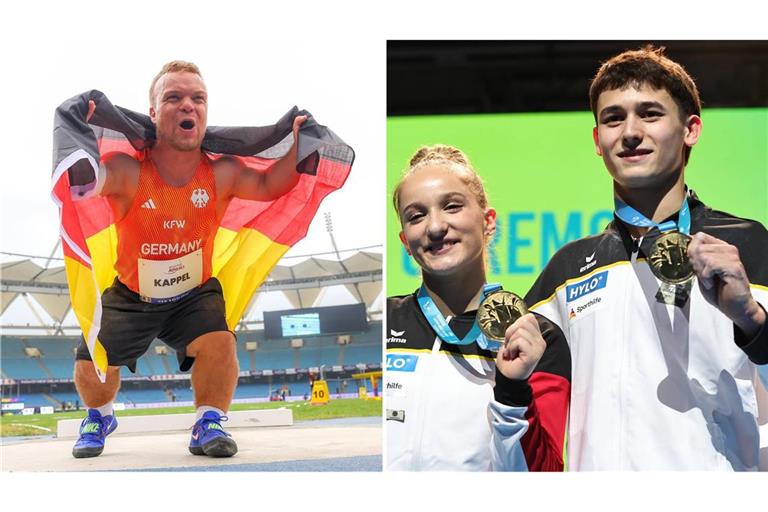 Niko Kappel (li.) ist in diesem Jahr zum dritten Mal Weltmeister geworden, der Turner Timo Eder (rechtes Bild, re.) gewann bei der Turn-EM Gold im Mixed.