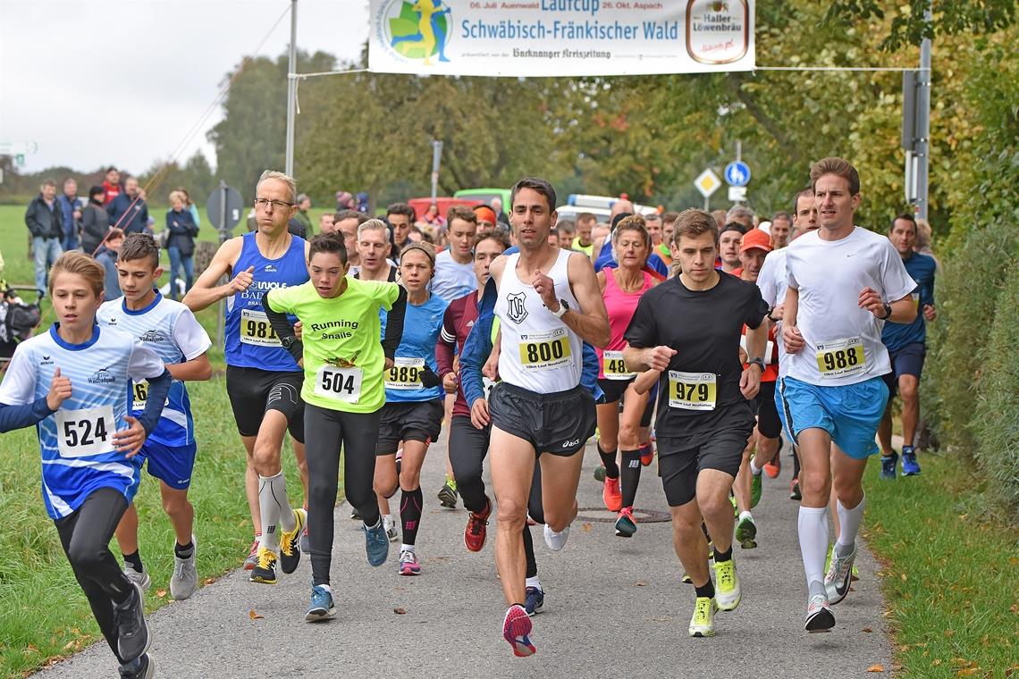 Noch dürfen die Volksläufer hoffen, dass sie Anfang Oktober in Neuhütten an den Start gehen können. Allerdings ist der 10-Kilometer-Lauf in dem Wüstenroter Ortsteil dann diesmal kein Bestandteil des Laufcups Schwäbisch-Fränkischer Wald. Aufgrund der Corona-Krise haben die Ausrichter beschlossen, die zehnte Auflage der Serie aufs kommende Jahr zu verschieben.Fotos: T. Sellmaier