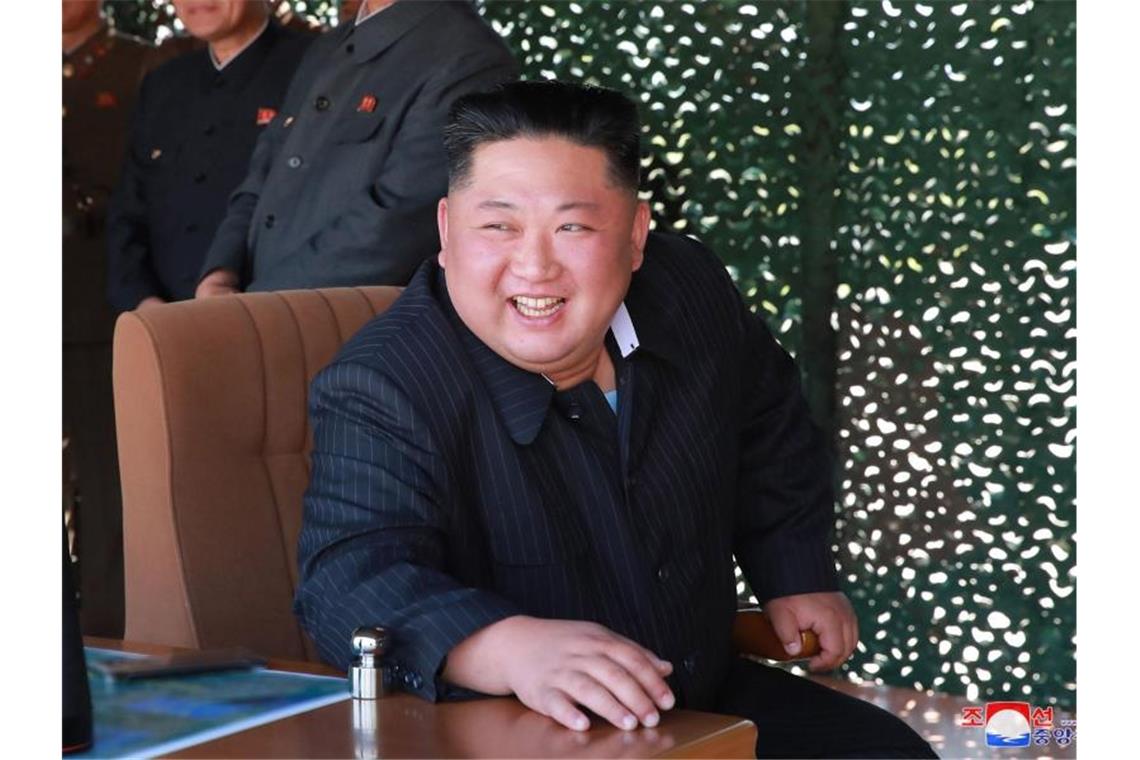 Nordkoreanischen Medien zufolge überwachte Kim Jong Un die Übung für „verschiedene Angriffsmittel von großer Reichweite“ persönlich. Foto: KCNA