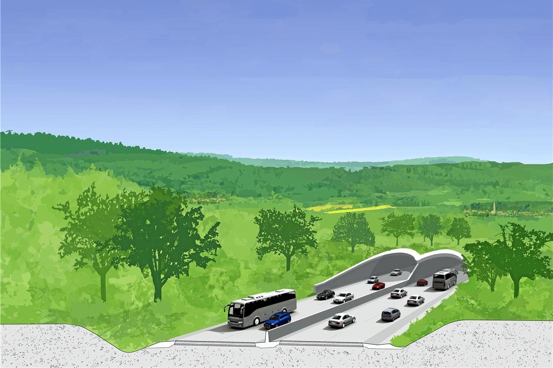 Nordosttunnel: Viel Buh, viel Bravo Nordostring, Tunneleinfahrt: Visualisierung in der Broschüre „Landschaftsmodell Nordostring“.