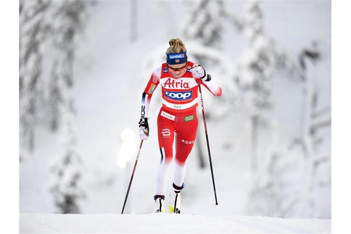 Norwegens Langlauf-Star Therese Johaug gewann in Ruka das Rennen über zehn Kilometer. Foto: Vesa Moilanen/Lehtikuva/dpa