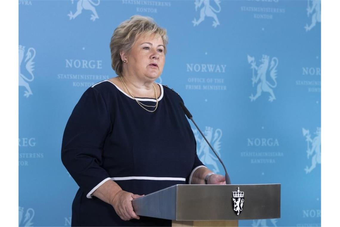 Norwegens Regierungschefin Erna Solberg hat strenge Einreisebeschränkungen verkündet. Foto: Berit Roald/NTB scanpix/dpa