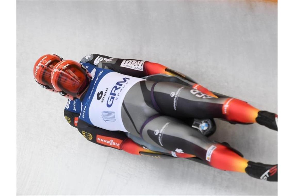 Nur Tobias Wendl und Tobias Arlt konnten bei den Sprints der Rodel-WM eine Medaille gewinnen. Foto: Vladimir Astapkovich/Sputnik/dpa