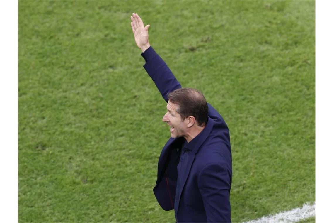 Österreichs Trainer Franco Foda trieb sein Team nach vorne. Foto: Koen Van Weel/EPA Pool/AP/dpa