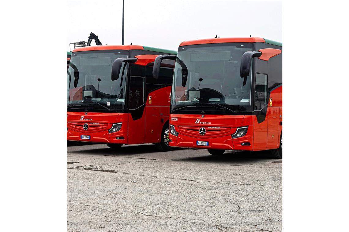 Ohne sie geht bei Olympia gar nichts: die Busse in Cortina