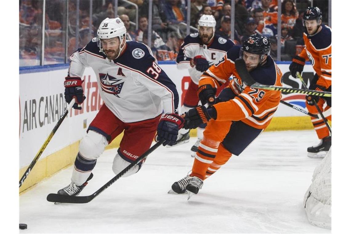 Oilers-Starspieler Leon Draisaitl blieb gegen Columbus ohne Scorerpunkt. Foto: Jason Franson/The Canadian Press via AP/dpa