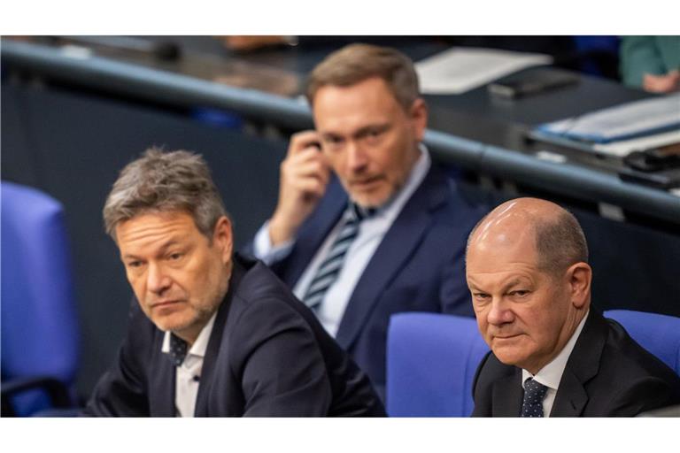 Olaf Scholz, Robert Habeck und Christian Lindner – damals noch gemeinsam im Bundestag.