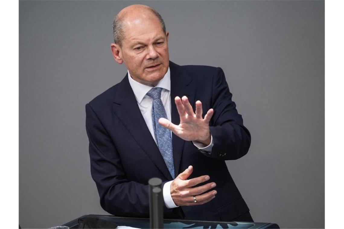 Olaf Scholz (SPD) bei einer Rede im Deutschen Bundestag. Foto: Kay Nietfeld/dpa