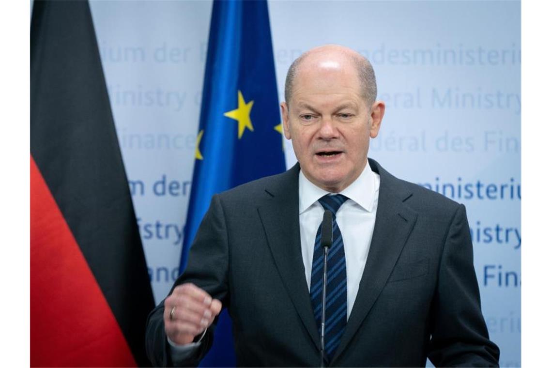 Olaf Scholz (SPD), Bundesminister der Finanzen, gibt im Finanzministerium eine Pressekonferenz. Foto: Kay Nietfeld/dpa/Pool/dpa
