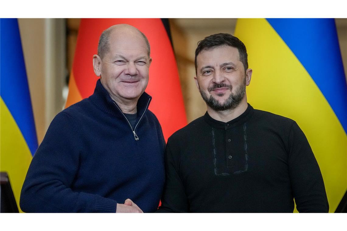 Olaf Scholz (SPD) die anhaltende und unverbrüchliche Solidarität Deutschlands mit der Ukraine bekräftigt (Archivbild).