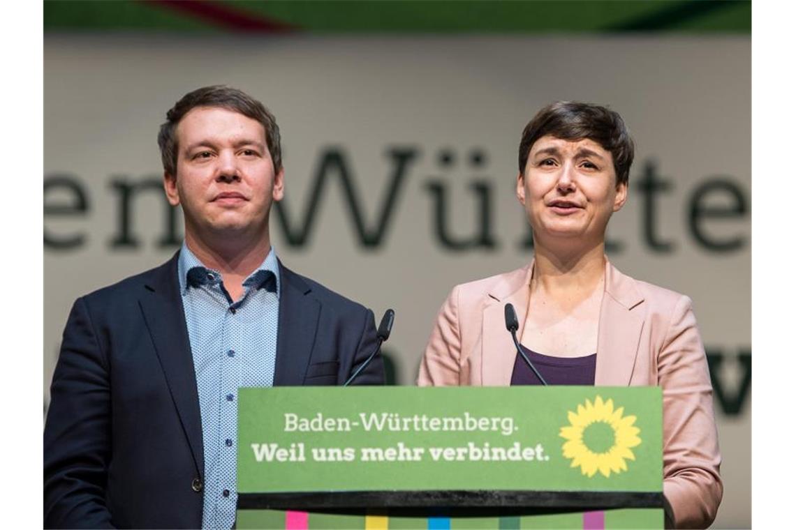 Südwest-Grüne wollen noch keinen Landtagswahlkampf Oliver Hildenbrand und Sandra Detzer. Foto: Sebastian Gollnow/Archivbild