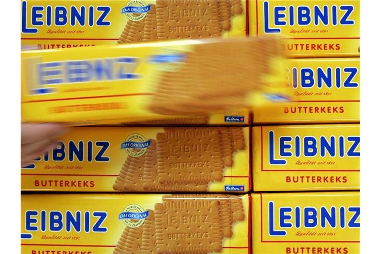 Palette mit Leibniz-Butterkeksen im Bahlsen-Werk in Barsinghausen: Das Hannoversche Keks-Imperium feiert in diesen Tagen sein 130. Firmenbestehen. Foto: Julian Stratenschulte