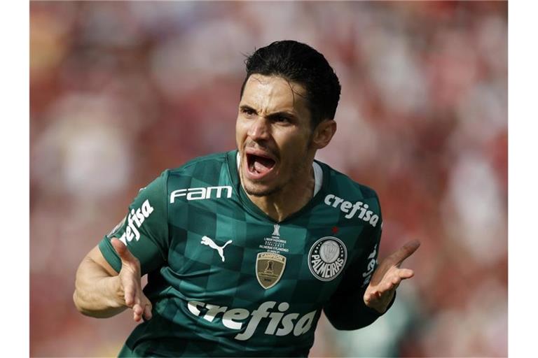 Palmeiras Raphael Veiga jubelt über sein Tor zum 1:0. Foto: Matilde Campodonico/AP/dpa