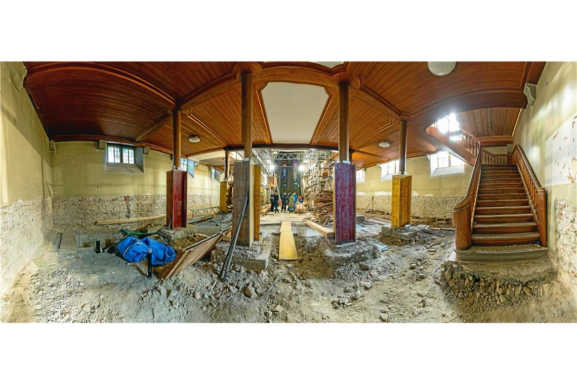 Panorama Eingangsbereich /  Baustellenführung, Stiftskirchensanierung im Novembe...