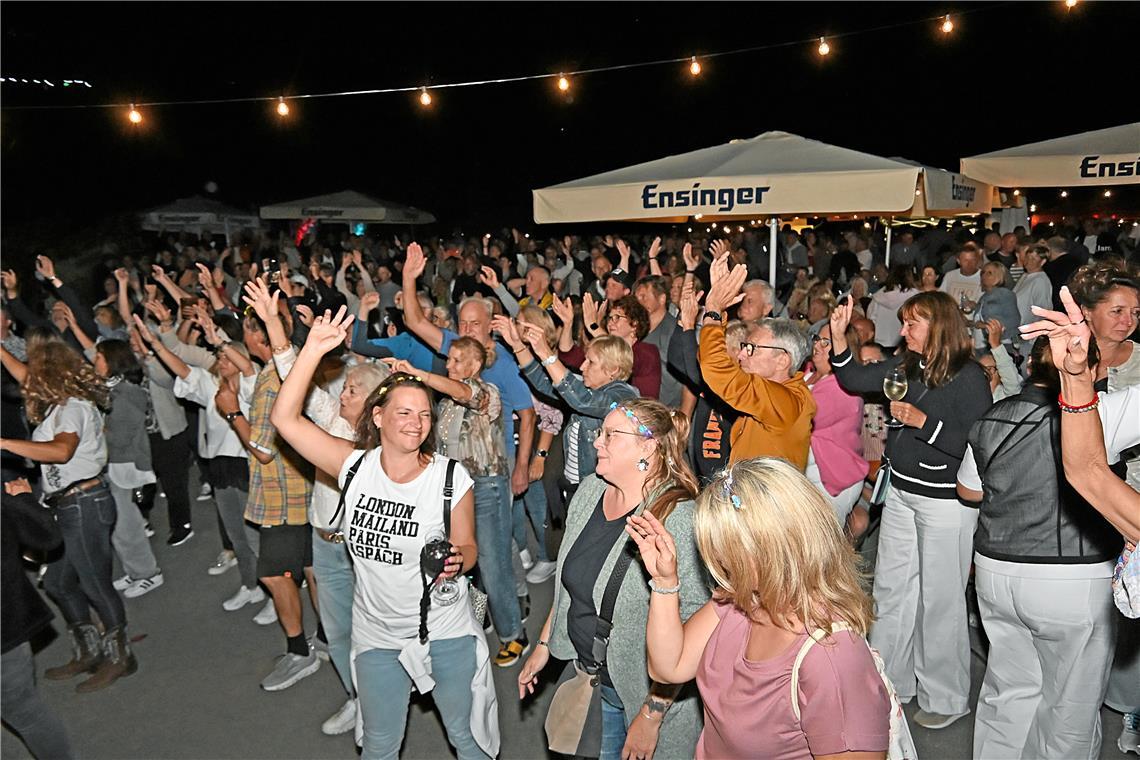 Partystimmung im Weinberg. Bei Holzwart Weine tanzen die Schlagerfans zu den Her...