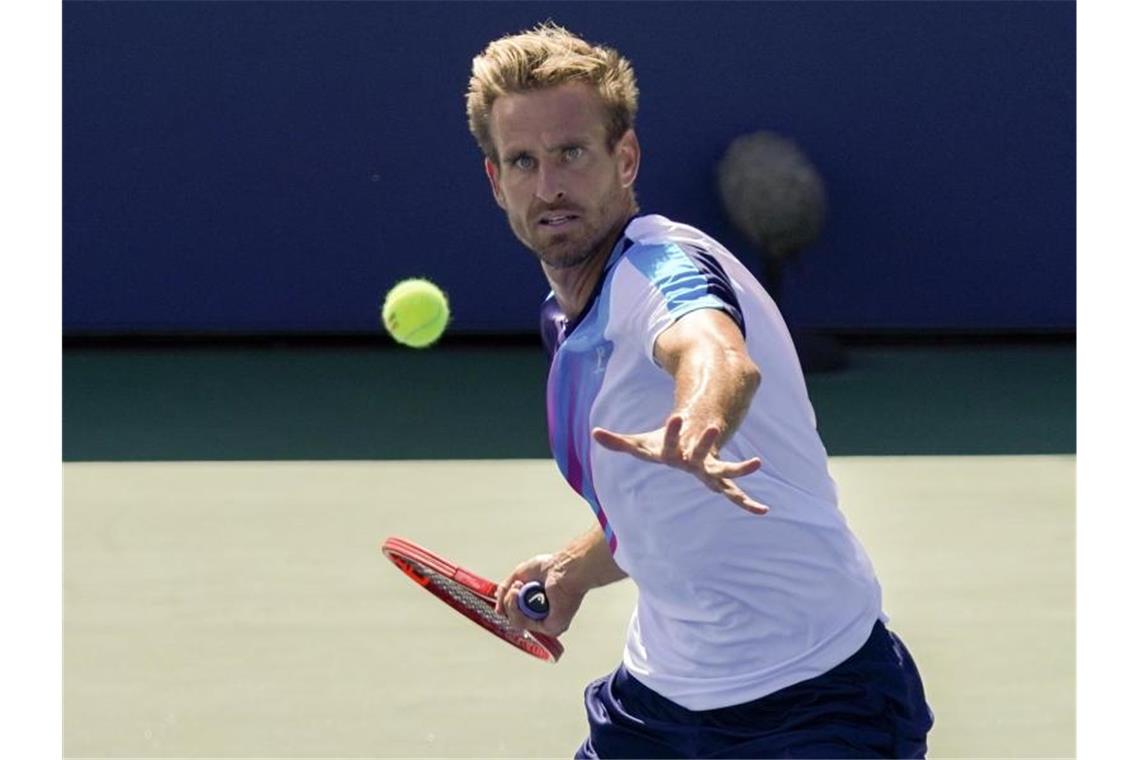 Allein in New York: Gojowczyk ohne Coach im Achtelfinale Peter Gojowczyk erreichte in New York das Achtelfinale. Foto: Seth Wenig/AP/dpa