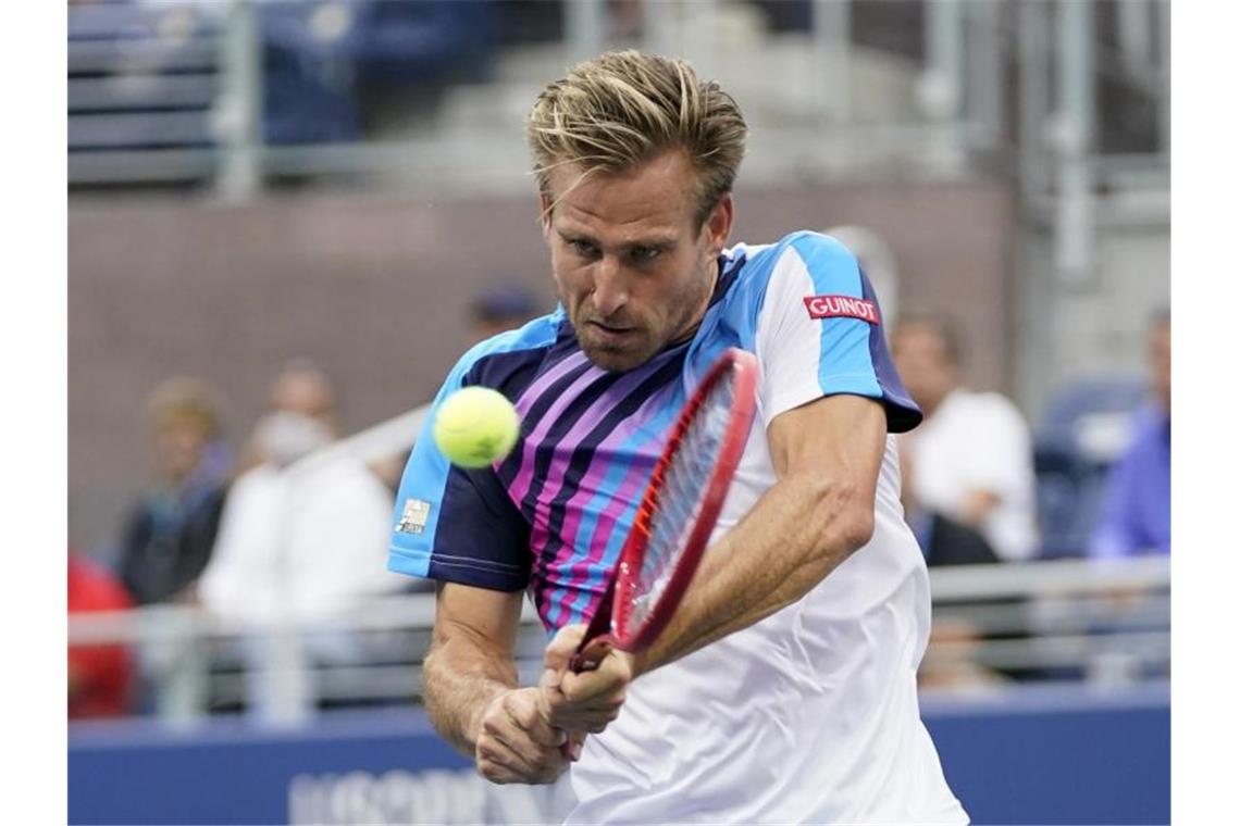 Davis-Cup-Viertelfinale: Gojowczyk ersetzt Koepfer im Einzel Peter Gojowczyk spielt das erste Einzel gegen Großbritannien. Foto: Frank Franklin II/AP/dpa
