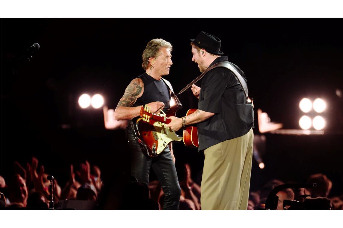 Peter Maffay (l-r) und Johannes Oerding arbeiten schon jahrelang zusammen.