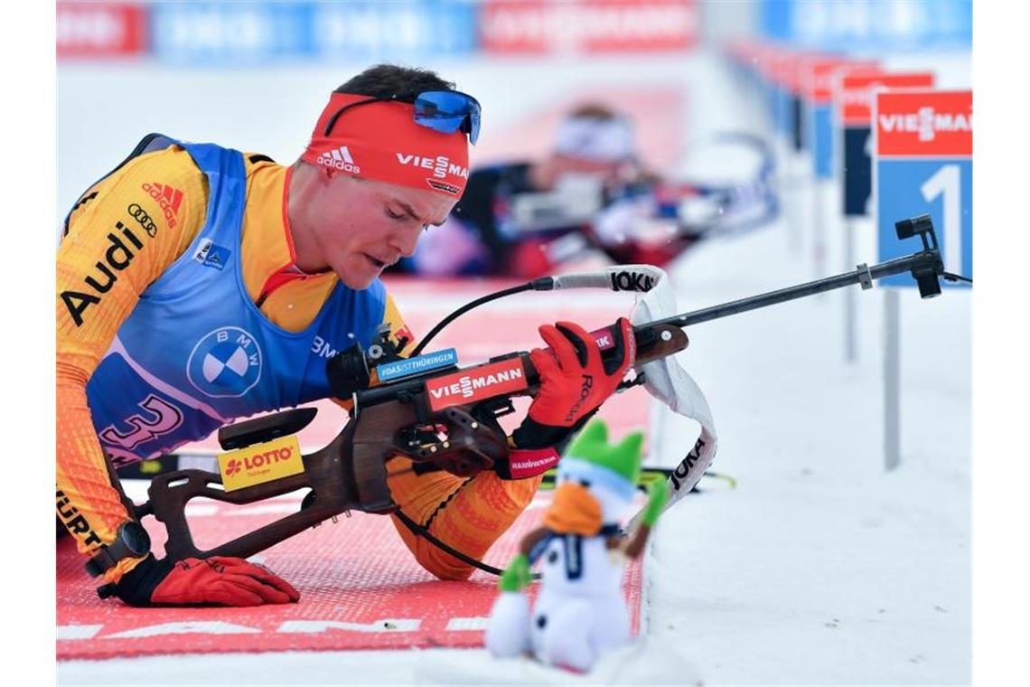 Horns Schießdebakel kostet Biathlon-Staffel Sieg in Oberhof Philipp Horn erlebte ein Debakel am Schießstand. Foto: Martin Schutt/dpa
