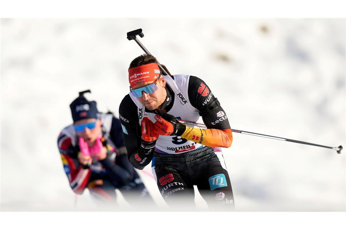 Biathletinnen begeistern: Staffel-Sieg und Gelbes Trikot Philipp Nawrath war mit zwei achten Plätzen der beste deutsche Mann.