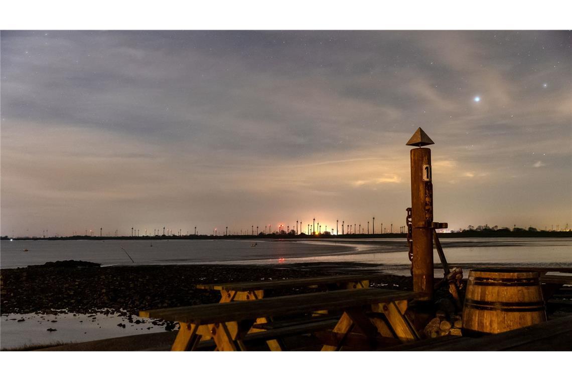 Polarlichter über Tönning, Schleswig-Holstein