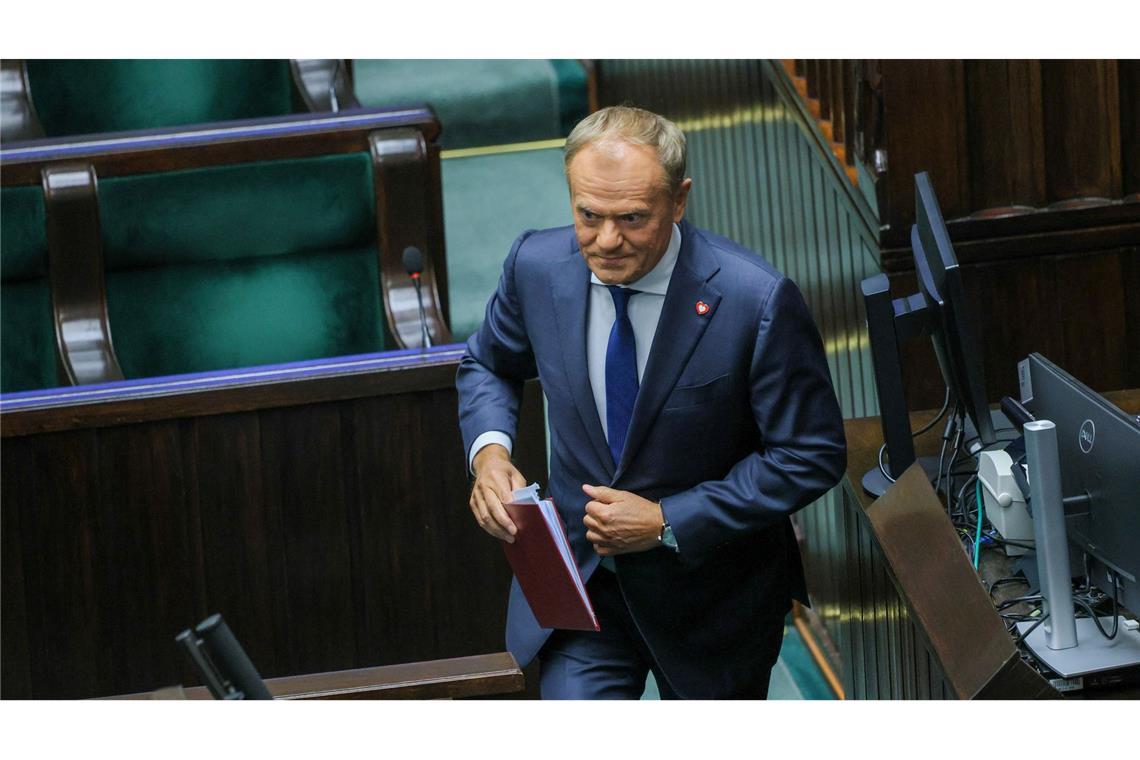 Polens Parlament spricht Tusks Regierung Vertrauen aus Polens Ministerpräsident Donald Tusk hat eine Vertrauensabstimmung überstanden, (Foto aktuell)