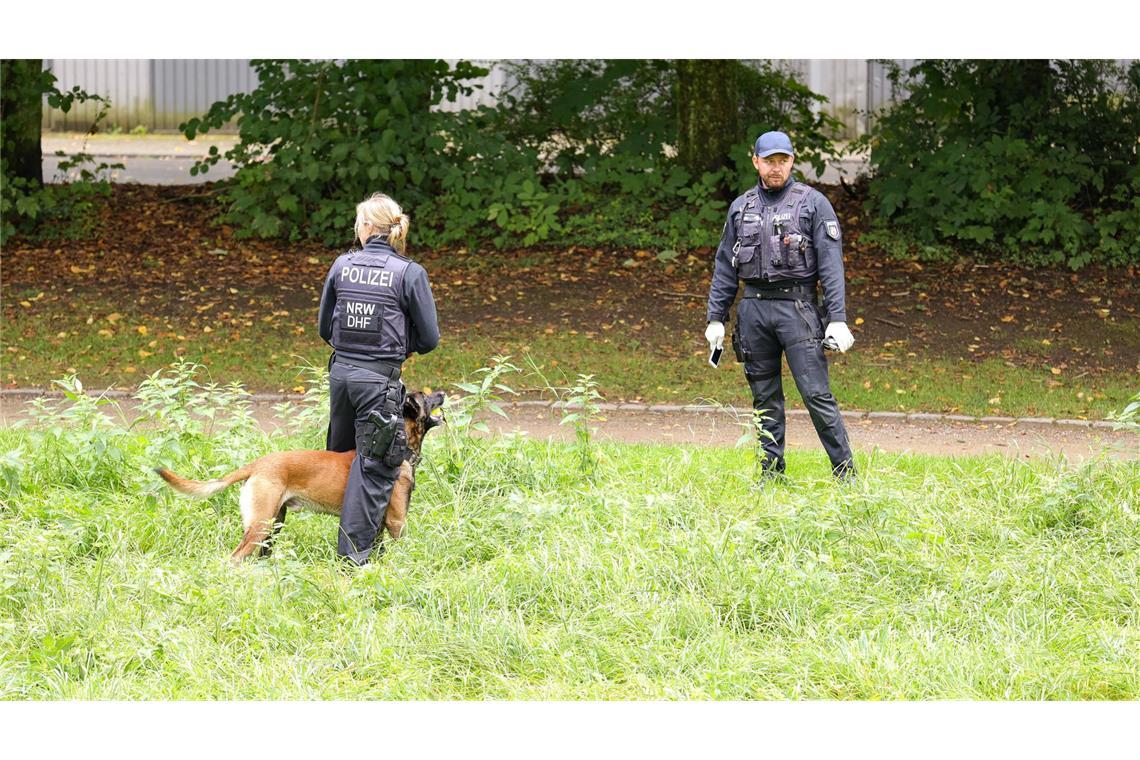 Verdächtige Inhalte auf zweitem Handy des Attentäters gefunden Polizeibeamte suchen im September 2024 knapp drei Wochen nach dem tödlichen Messerangriff in Solingen nach Beweismitteln.