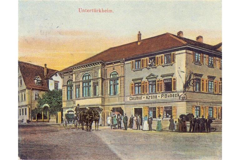 Postkarte von 1901  mit dem Gasthaus zur Alten Krone in Untertürkheim
