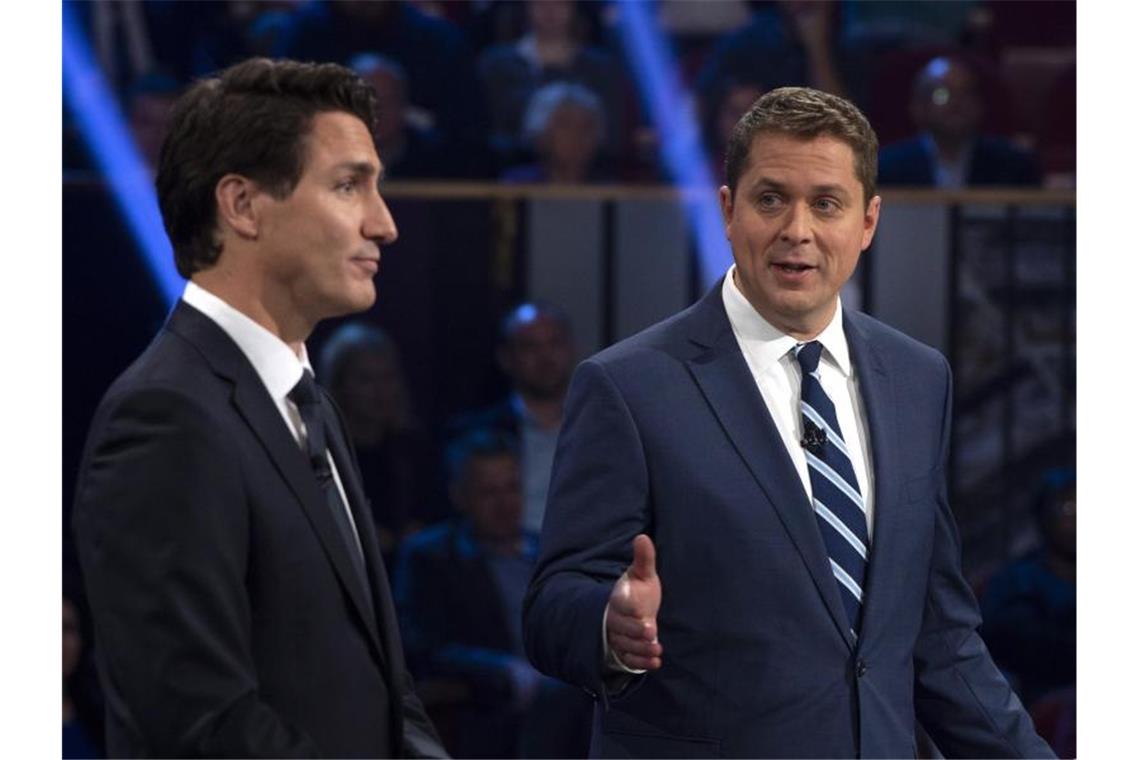 Premierminister Justin Trudeau (l) zusammen mit dem Vorsitzenden der Konservativen, Andrew Scheer. Foto: Sean Kilpatrick/The Canadian Press/AP/dpa