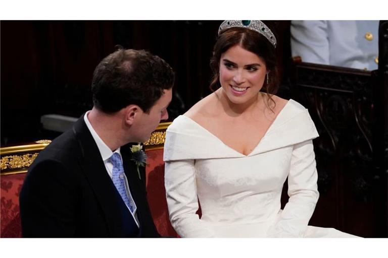 Prinzessin Eugenie voller Freude bei ihrer Hochzeit am 12.10.2018.