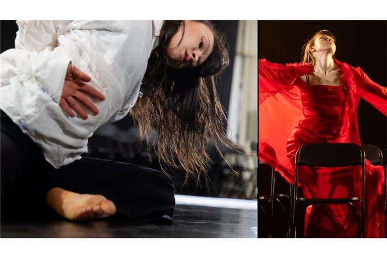 Probenszenen aus dem neuen Tanzstück „Im Kühlschrank brennt noch Licht“ mit Kristina Olearnikova und Sonia Lautenbacher (von links)