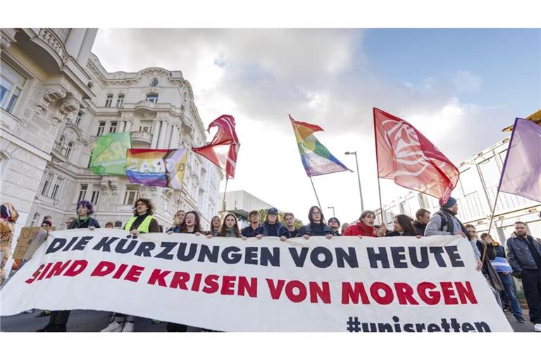Protest gegen Kürzungspläne der Regierung in Wien: Studenten protestieren gegen die Kürzungspläne der Regierung.