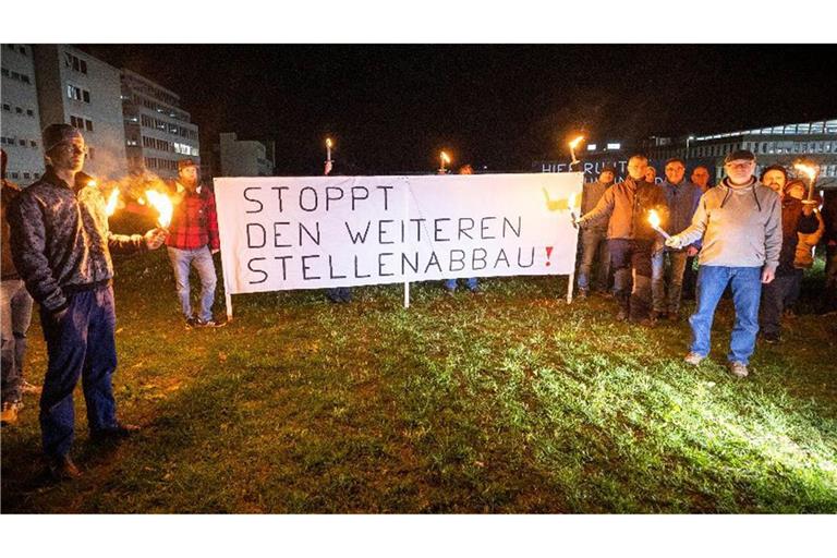 Protest von Bosch-Mitarbeitern in Leonberg im November 2024