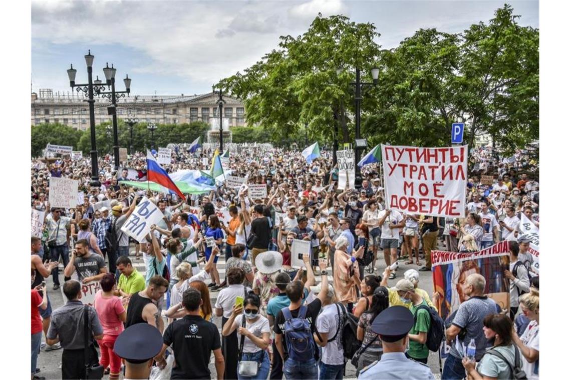 Proteste in Chabarowsk. Foto: Igor Volkov/AP/dpa