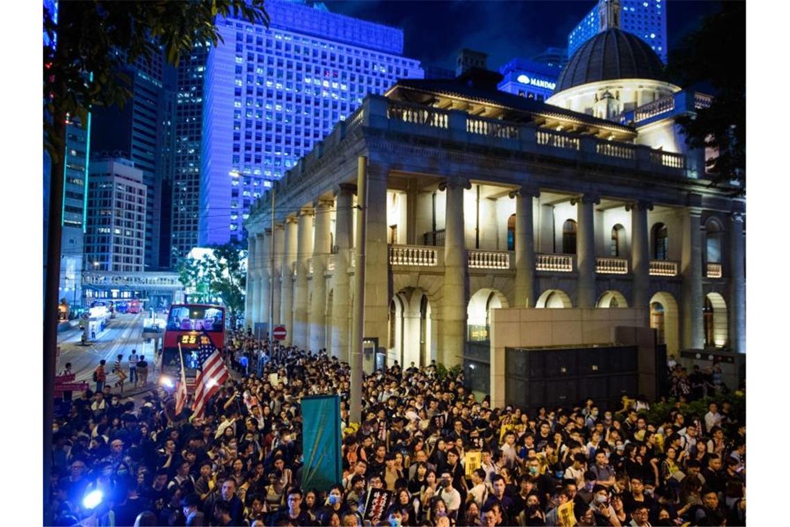 Protestkundgebung in Hongkong im August 2019. Foto: Gregor Fischer/dpa