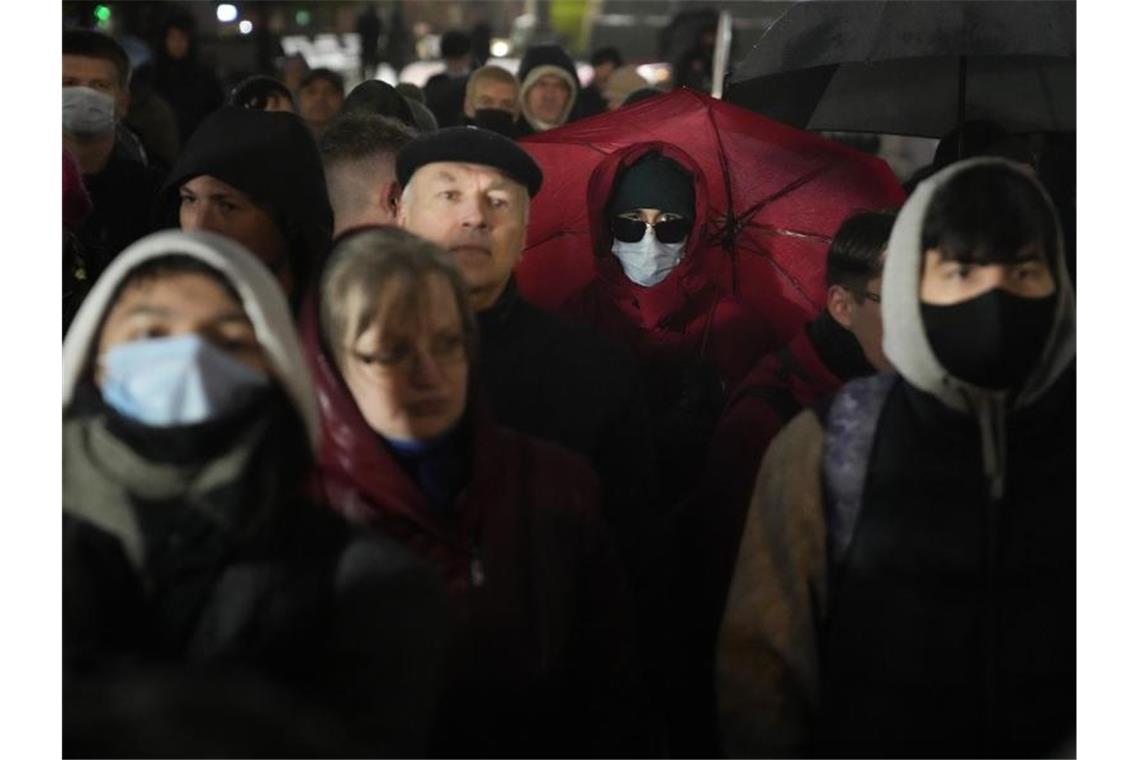 Protestveranstaltung in Moskau. Foto: Pavel Golovkin/AP/dpa