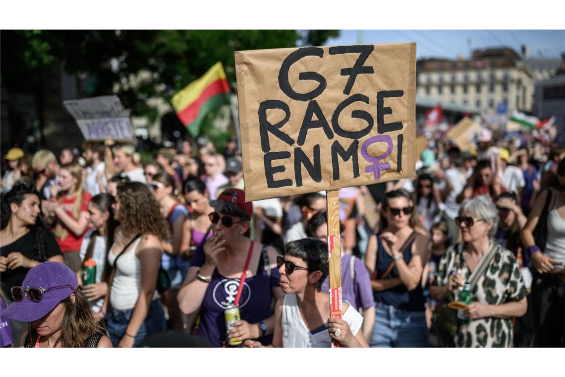 Protestzug gegen die G7 in Genf