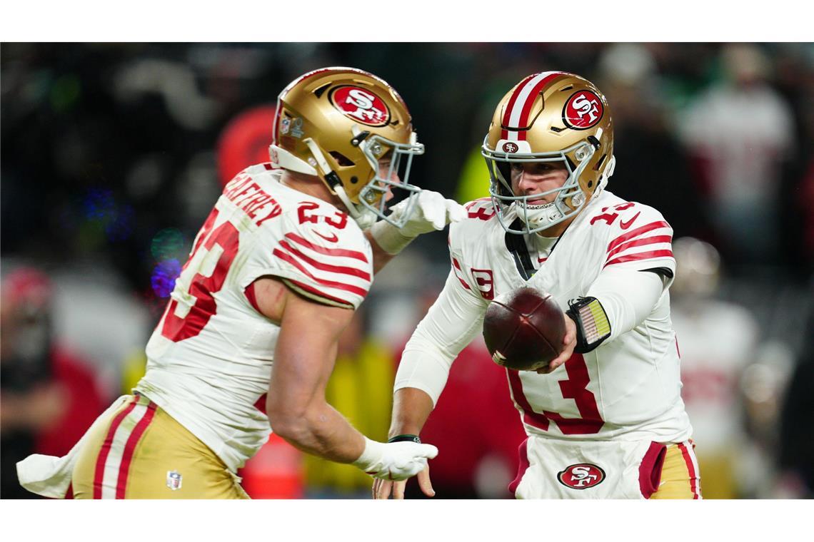 Purdy und McCaffrey haben weiter die Chance auf ein Heimspiel im Super Bowl.