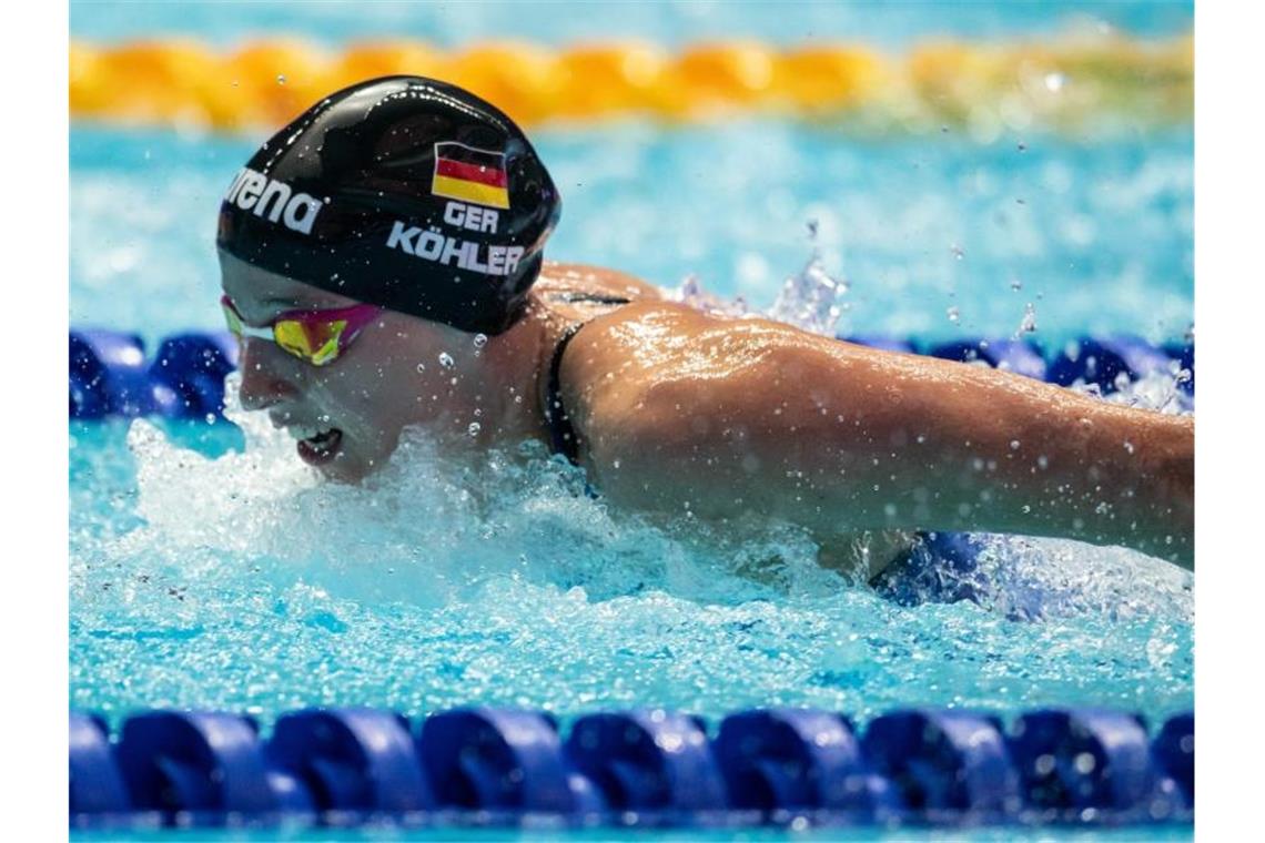 Qualifizierte sich als Elfte über 100 Meter Schmetterling für das Halbfinale: Angelina Köhler. Foto: Bernd Thissen